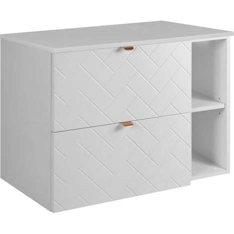Meuble de salle de bain, Gris Foncé / Blanc, poignée dorée, 80 (60 + 20) × 46 × 57 cm (1/5)
