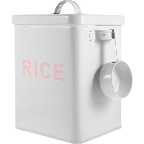 Seau De Riz Créatif En Métal Blanc, Boîte De Rangement Hermétique Pour Farine Et Céréales, Léger Et Pratique, Cuisine Maison, Organisateur De Riz