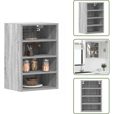 The Living Store Armario colgante "Riga" gris Sonoma 40x29,5x60 cm madera de ingeniería - Armario de pared cocina