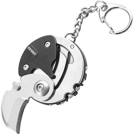 2 Tournevis Pliable Portable Multifonctionnel, Porte-cls En Forme De Pice De Monnaie, Mini Porte-cls De Poche Pliant Avec Chane Suspendue Pour Le (1/5)