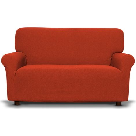 Copridivano New York Arancio Elasticizzato, Antigraffio, per Divani con Braccioli, Telo Divano Universale, Made in Italy Divano 7 posti cm. 520-600