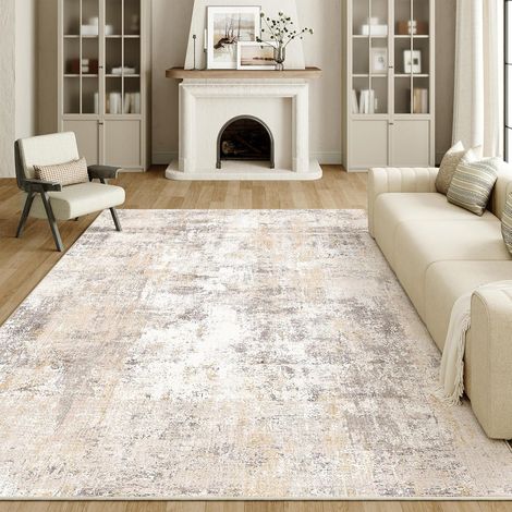 Moderne Beige Gris Tapis Salon 200x300cm Lavable en Machine (1/5)