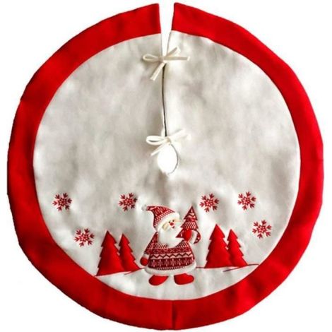 Jupe de sapin de Noël - Non spécifié - 90 cm - Rouge et blanc - Flanelle - Design élégant (1/3)