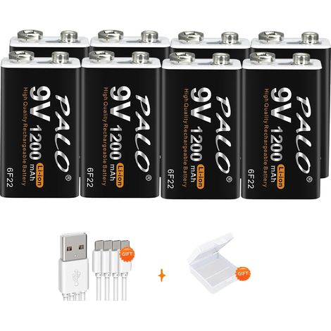 Wiederaufladbare Batterie, 9V, 1200mAh Kapazität, 8PCS Batterie (1/2)