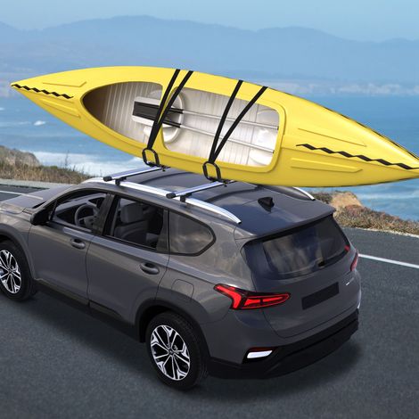 Juego de 2 soportes para portakayaks con montaje universal para baca, aptos para canoas y tablas de paddle surf, color negro, 46 x 16,5 x 47 cm.