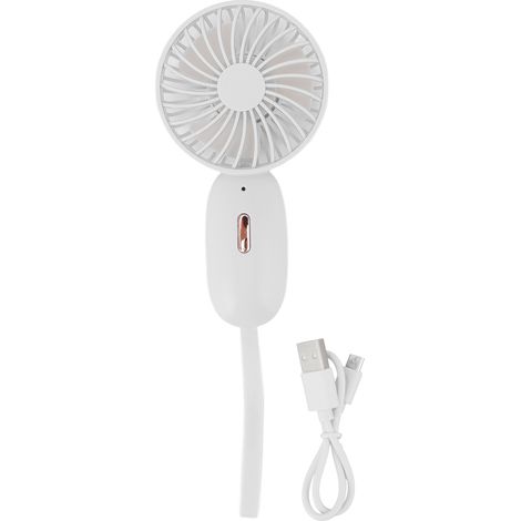 USB-wiederaufladbarer Handventilator, 3 Geschwindigkeitsstufen, 500-mAh-Akku, leistungsstark und kompakt für Büro, Zuhause oder Reisen, Weiß (1/5)
