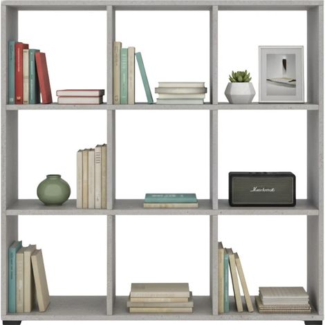Libreria in Legno con 9 Ripiani Johannes Cemento
