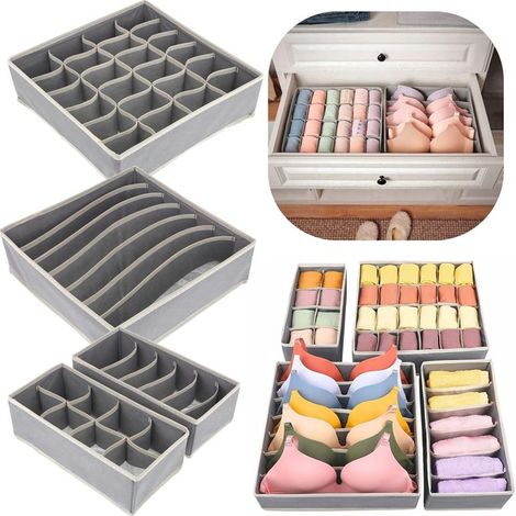 Organizzatore per cassetti per biancheria intima, calzini, vestiti, set da 4 (1/5)