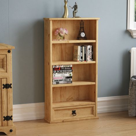 Corona 1 Drawer Bookcase DVD Rack Solid Pine Shelving Storage Unit (1/5)