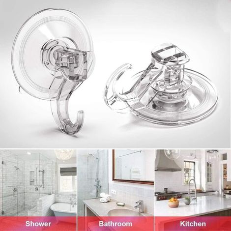 Juego de 6 ganchos con ventosa, capacidad de 3 kg (máx.), para ducha, baño, cocina, ventana, extraíbles, ganchos de plástico resistentes, multiusos para uso en interiores y toallero. (1/3)