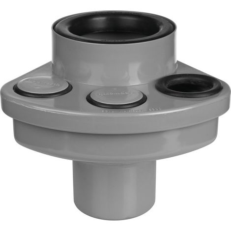 Wavin – Raccord d'évacuation PVC – Multi-connecteur gris – Diamètre 100 mm – 3 branchements Ø 32/40 mm – Pour eaux usées (1/5)