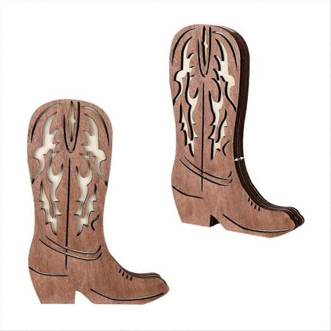 Lot de 2 jardinières murales en bois en forme de bottes de cowboy pour plantes d'intérieur, 30 x 20 cm, vases à fleurs suspendus. (1/5)
