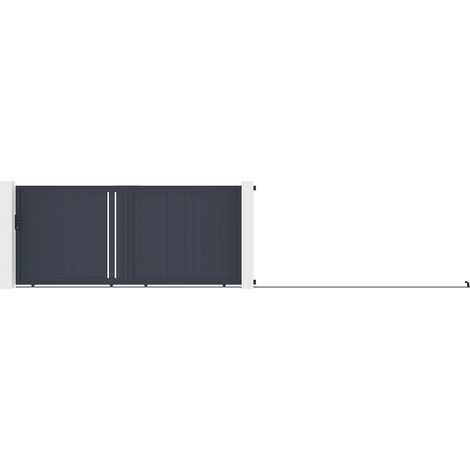Cancello elettrico scorrevole in alluminio semi traforato L421 x H180 cm antracite - TOROMA (1/5)