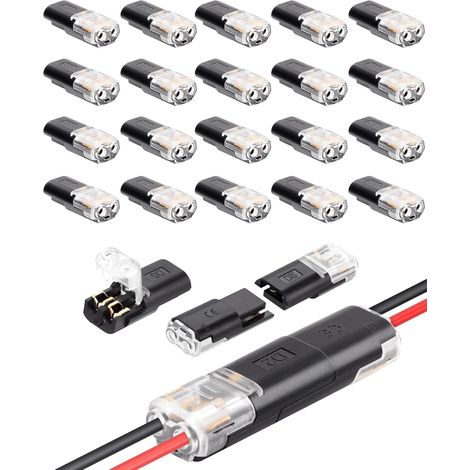 Wasserdichter Kfz-Kabelstecker, 2-polig, 20er-Pack, 2-V-Buchse, 2-polig, Snap-on-Schnellanschluss, 12 V für 18–22 AWG-Kabel, Crimp-Stecker, Zigarettenanzünder-Buchse, Snap-on-Anschluss, steckbar