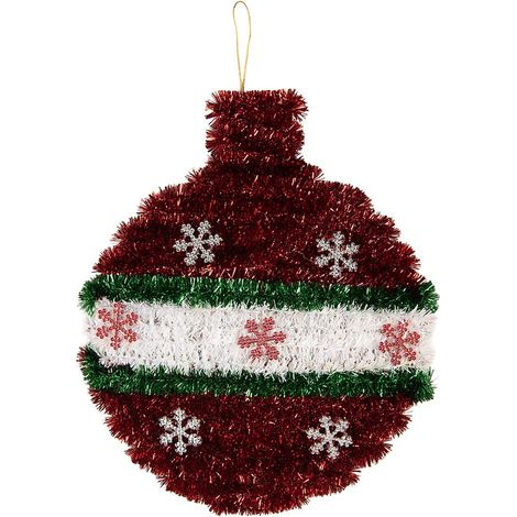 Décoration de Noël Murale en Forme de Boule Plastique Rouge Étincelant 22 x 2 x 26 cm - PANGIVO (1/2)