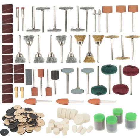 Kit d'outils rotatifs 347 pièces comprenant meule, disque de polissage, disque de ponçage, kit de nettoyage et d'ébavurage rotatif pour tige de 1/8 po (1/5)