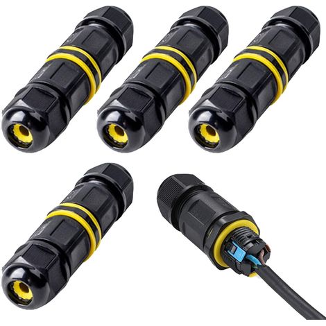 Lot de 4 connecteurs de câble étanches à 3 broches IP68 Connecteur de câble de terre étanche Pour câble de 5 à 9 mm de diamètre Manchon de raccordement pour câble de terre - Boîte de jonction (1/5)