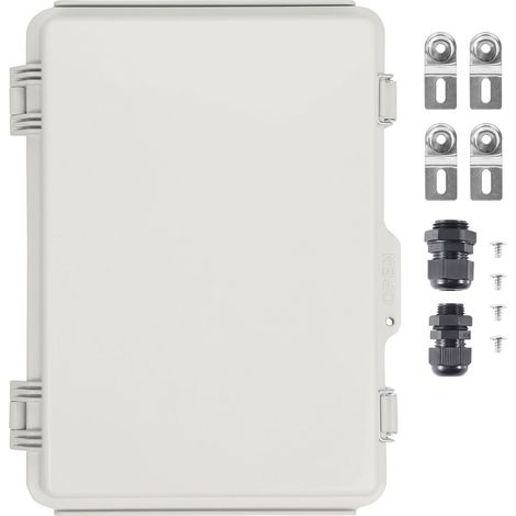 Boîte de jonction électrique extérieure 430 x 330 x 180 mm,en plastique ABS,avec couvercle à charnière et verrou en acier inoxydable (1/5)