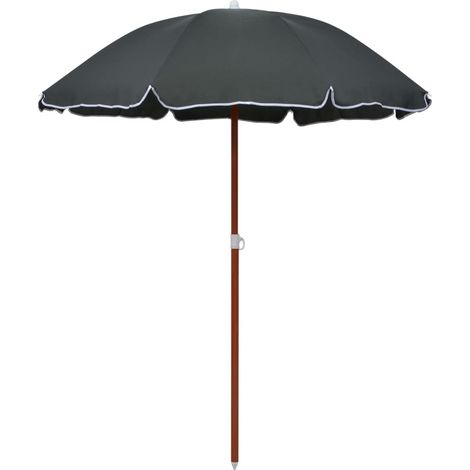 Parasol Rond 190 cm Gris Anthracite. Poteau en acier. Raffinement et Ombre Terrasse et Jardin (1/5)
