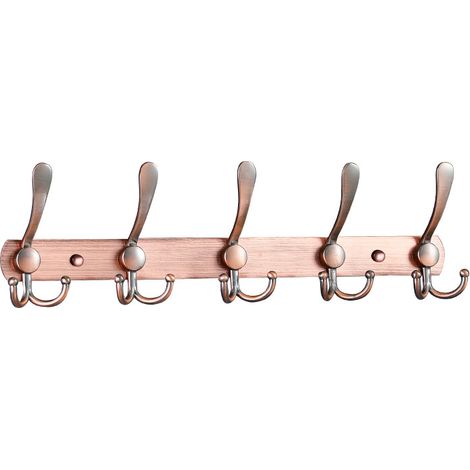 Cintre monobloc long, 5 vêtements trois crochets, patère, cintre, patère, manteau, chapeau (bronze rouge) -4512.77cm
