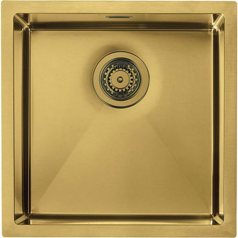 Lavello IRIDE F3" 1 vasca ACCIAIO INOX Finitura: GOLD, incasso: slim, sottotop e filotop, 45X45 prof. 19 (1/2)