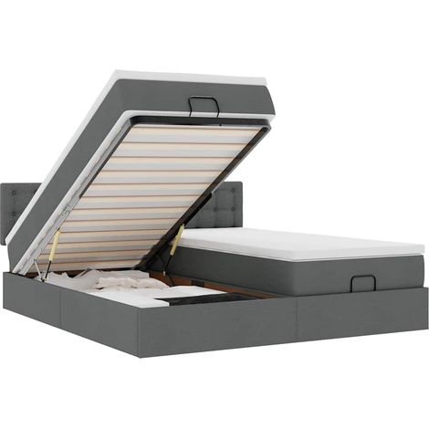 Maison Exclusive - Ottoman-Bett mit Matratzen & LEDs Dunkelgrau 1