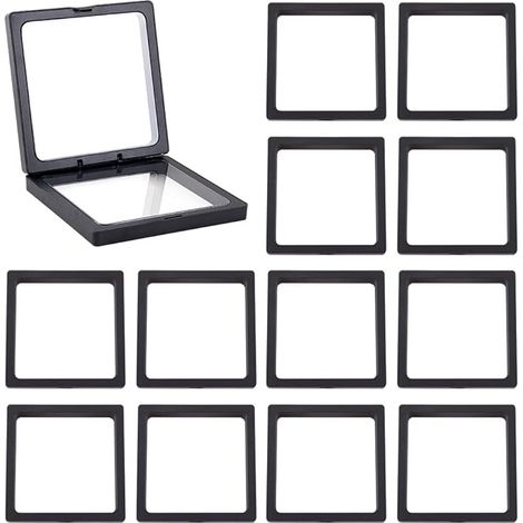 10 présentoirs de bijoux suspendus 77 noir 3 cm transparent boîte de rangement avec film de polyéthylène pour les collectionneurs défi badges, médailles et bijoux