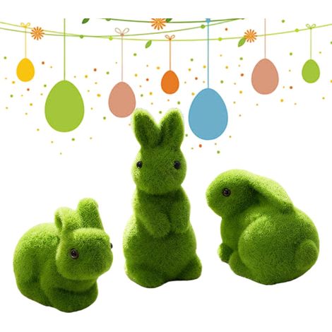 Hasenfigur realistische Tierfigur mit Beflockung Osterhase