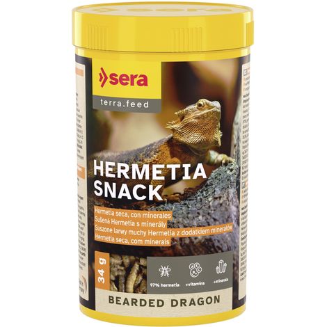 Sera Bearded Dragon Hermetia Snack - Hermetia Seca para Dragones Barbudos - 250 ml (34 g)