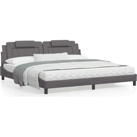 Lit avec matelas gris 200x200 similicuir (1/5)