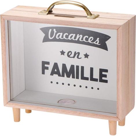 Bote d’économie d’Argent, Cadre en Bois, Verre Transparent, bote, bote d’économies d’Argent pour botes de pièces Profondes pour la Famille, Enfants Adultes (1/5)