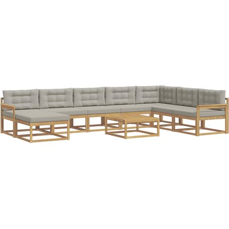 Set di divani da esterno 9 pz Bianco e Grigio Chiaro vidaXL (1/5)