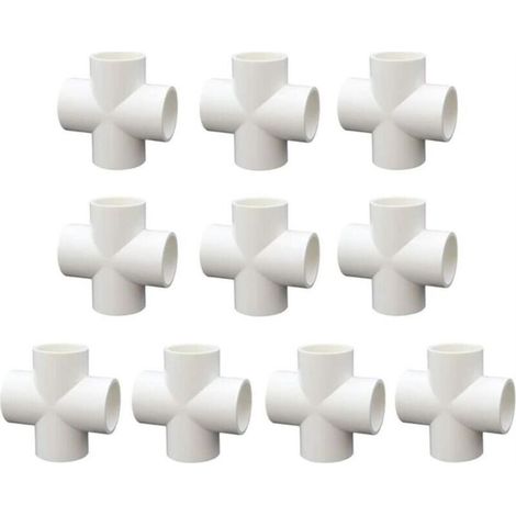 Raccord plat 4 voies pour tuyau d'alimentation en eau en PVC - 20mm, 10pcs
