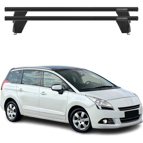 OMAC Barres de toit transversales en aluminium pour Peugeot 5008 I 2009-2016 – Antivol – Rainure en T – Testées City Crash – Charge Max 75 kg Noir (1/4)