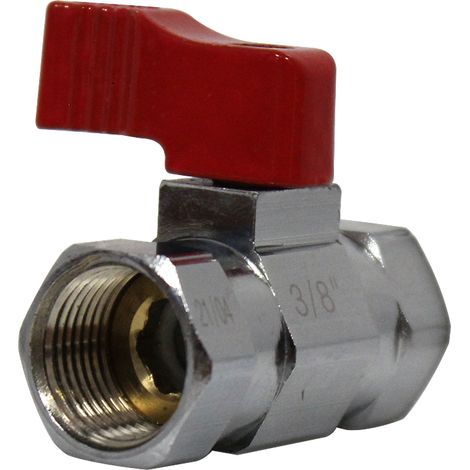 Mini-vanne laiton nickelé Femelle / Femelle 3/8" (12/17) - PN16 - manette rouge - Arcanaute (1/5)