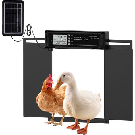 Timer automatico a energia solare Porta per pollaio/porta per animali domestici Controllo intelligente sensibile alla luce Protezione anti-pizzicamento (1/5)