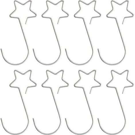 MARSEE 100Pcs,Attache Boule de Noel,Cintre de Suspension pour Arbre de Noël,Crochets pour Boules de Noël en Forme de étoile(Argent) (1/4)