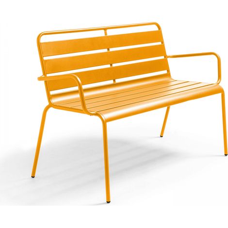 Banc de jardin en métal jaune - Palavas (1/5)