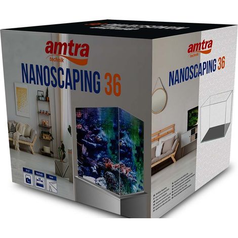 Amtra Nanoscaping - Vasca Acquario 21 Litri - Teca Vetro Extra Chiaro 36x23x26 cm - Vaschetta per Pesci Rossi o Come Tartarughiera Per Tartarughe d'Acqua con Tappetino Ammortizzante Incluso (1/2)