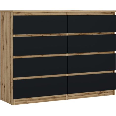 Cassettiera 8 cassetti : Rovere Wotan / Nero Opaco, 120 x 101 x 39 cm (1/5)