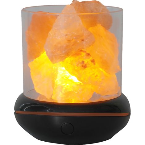 Nachtlicht aus Salzstein, 7-farbige LED-Lampe, USB-Diffusor für ätherische Öle (für Auto, Zuhause)