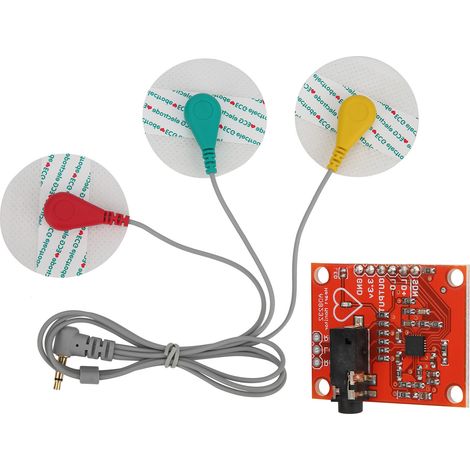 Module ECG AD8232 pour mesure de fréquence cardiaque, kit capteur avec câble à électrodes, alimentation 3,3 V CC (1/5)