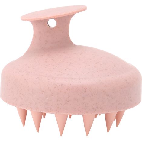 Brosse de massage du cuir chevelu en silicone, rose, portative pour lavage des cheveux et exfoliation à domicile (1/5)