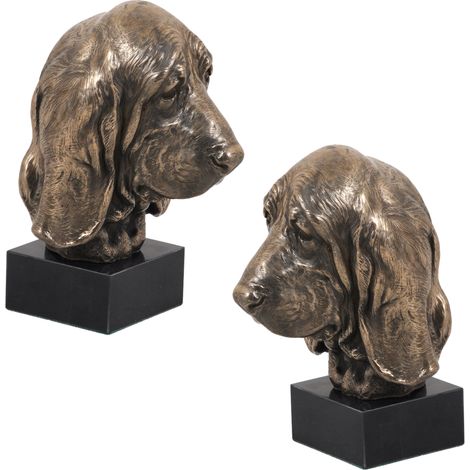 Basset Hound - estatuilla de perro, busto sobre una base de piedra, escultura, trofeo para una exposición canina de Art-Dog (1/5)