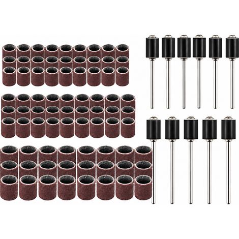 SJLERST 102 Pièces Caoutchouc Tambour De Ponçage avec Boîte Gratuite, Comprenant 90 Pièces Bandes de Ponçage et 12 Pièces Tambour Mandrin pour Dremel Outils Rotatifs (1/5)