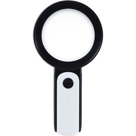 Lupa de mano iluminada，lupa grande iluminada，equipada con luz LED cálida y fría，3 niveles de luz，recojan monedas y joyas，color negro (1/5)