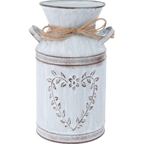 Vase à Fleurs Vintage en Fer - Pot à Lait - Style Shabby - Style Rustique - Seau à Fleurs en métal - Pot décoratif pour Jardin, Salon, Table (1/5)