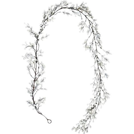 Guirlande de Noël extra-longue en rotin - Décoration murale en vigne avec baies artificielles, pour cheminée ou couronne de Noël - R (1/5)