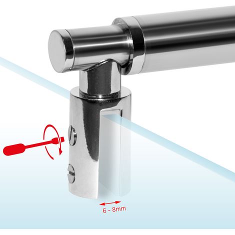 Schulte Stabilisator Chromoptik, Teleskop Haltestange für Glas/Wand Stabilisation, Wandhalterung für Duschwand, 79 - 120 cm, Glasstärke: 6 - 8 mm