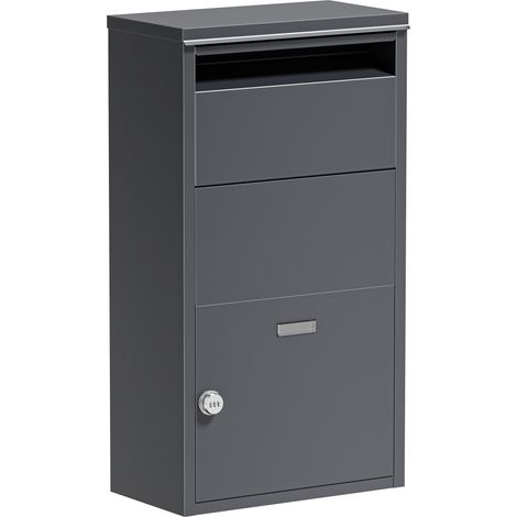 Wiltec Paketkasten anthrazit 410 x 220 x 750 mm, Paketbox Zuhause, private Paketannahme passend für Pakete und Päckchen, Standbriefkasten Stahl